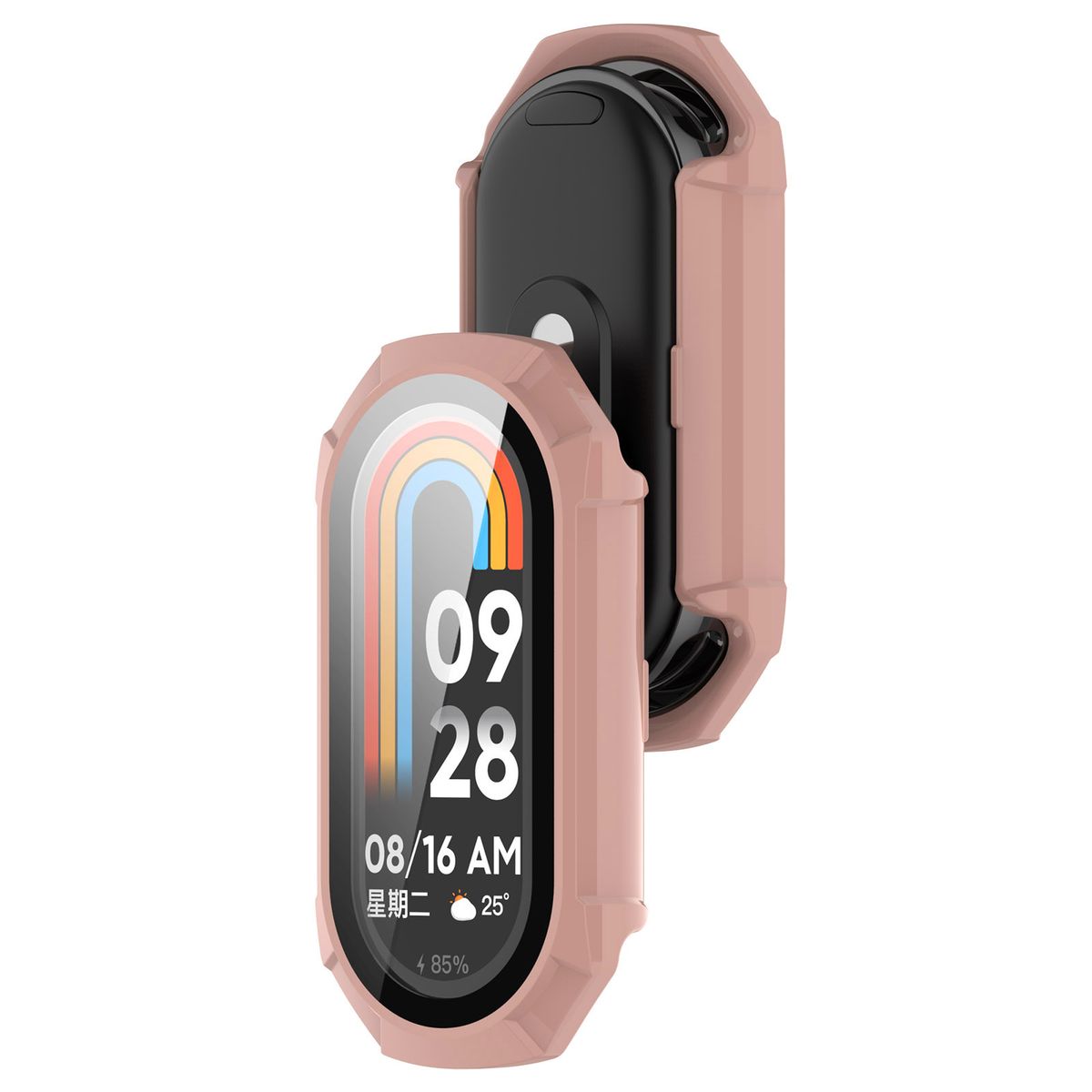 Etui ze szkłem do zegarka Bizon Case Watch Adamo do Xiaomi Smart Band 9, różowe
